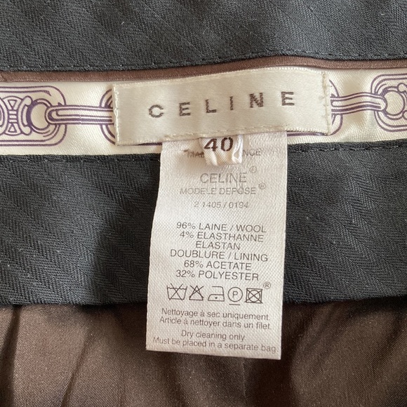 Celine Chocolate Brown Wool Dress Trousers. - Picture 7 of 8